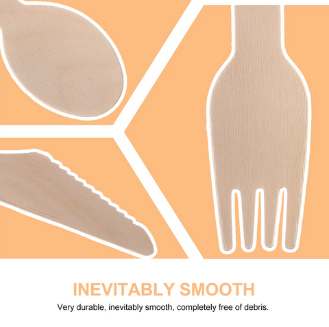 Disposable Birch Wood Cutlery Pack Of 3 Each Knife, Fork & Spoon – Eco-Friendly Wooden Cutlery | Essentials