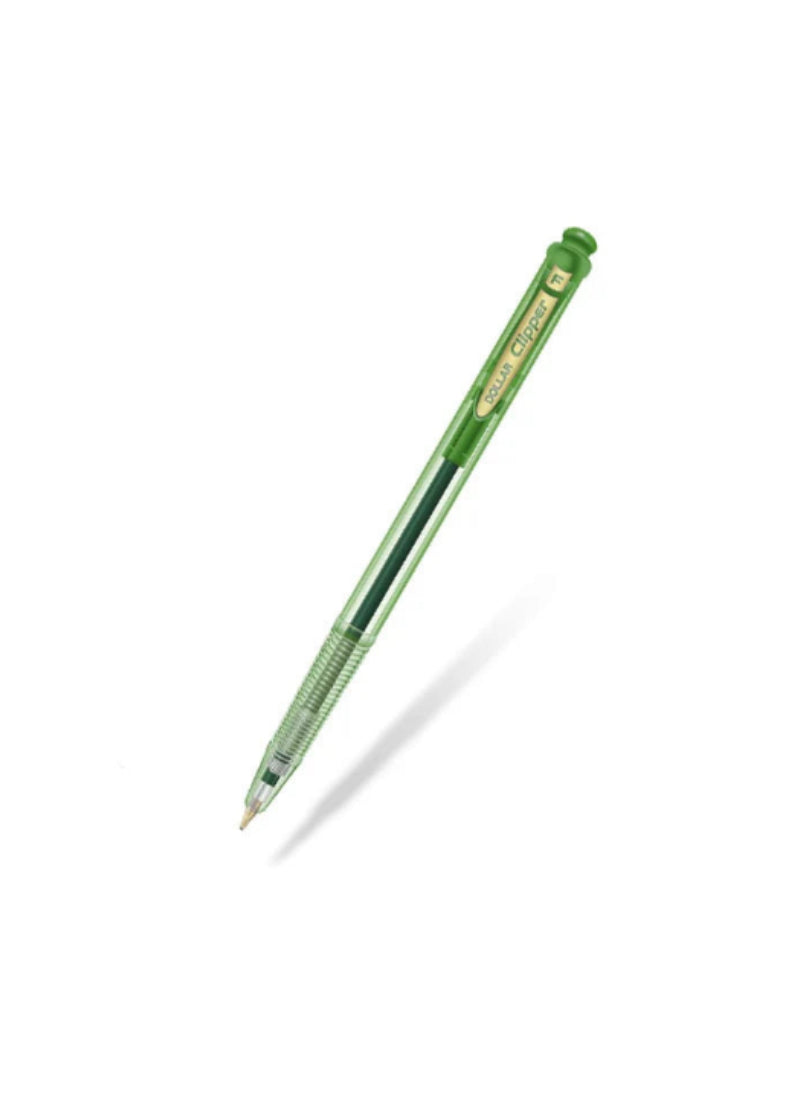 Dollar Clipper Ball Pens Green – Pack of 10, Smooth Ink Flow, Comfortable Grip – Great for Office and School | Reliable Writing Performance