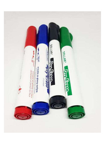 Dollar Dry Eraser Marker / Board Marker – Multicolor (4 Pcs) | Ideal for Whiteboards & Writing Surfaces