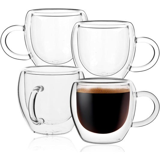 Double Wall Glass Coffee Mug With Handle