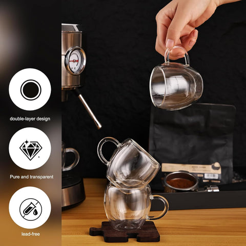 Double Wall Glass Coffee Mug With Handle
