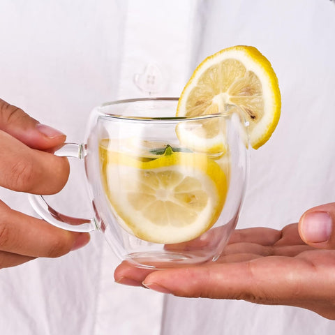 Double Wall Glass Coffee Mug With Handle