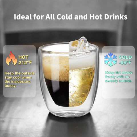 Double Wall Glass Coffee Mug Without Handle