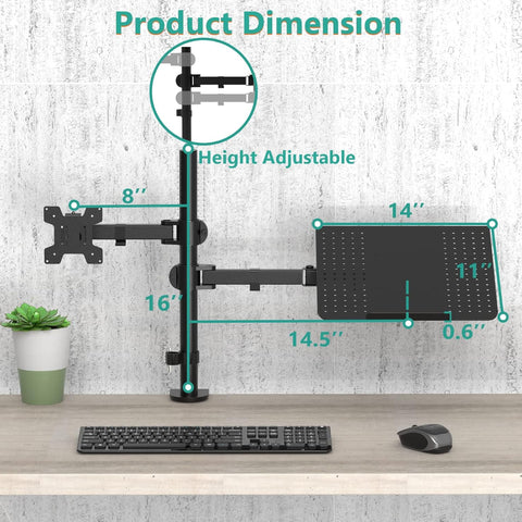 Dual Laptop and Monitor Stand with Clamp/Grommet Base – Fully Adjustable for Optimized Workspace, Monitor Stands & Mounts