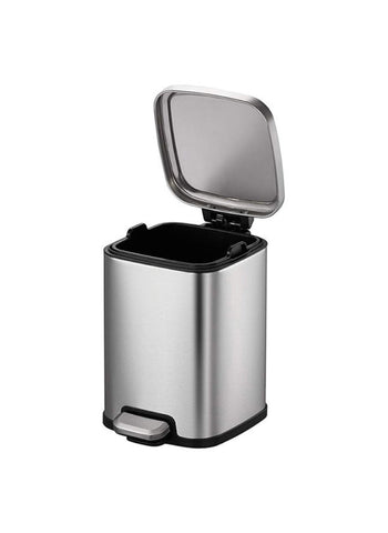 EKO Step Bin Stella Brushed Stainless Steel Soft Square Shape 4L – Compact, Brushed Stainless Steel, Soft Square Design – Waste & Garbage | Ideal for Small Spaces