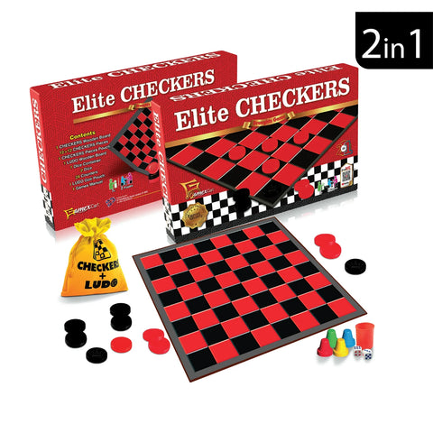Elite Ludo & Checkers 2-1 Wooden Board Game