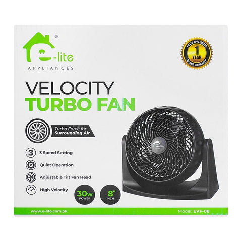 Elite Velocity Turbo Fan EVF-08 – High Speed, Low Noise, Durable – Cooling | Ideal for Homes and Offices