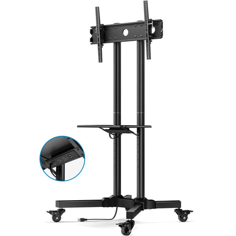 FD-1600 Mobile TV Cart Rolling Floor Stand for 32-65 Inch Screens – Height Adjustable with Locking Wheels