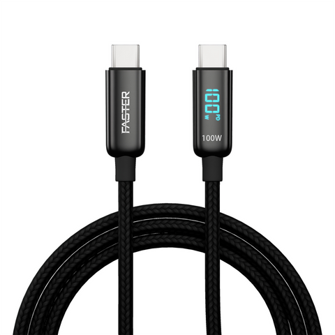 Faster 100W Type-C Cable FASTER 100W – 100W Power Output, High-Speed Charging, Durable Design – Chargers & Cables | High-Power Type-C Cable