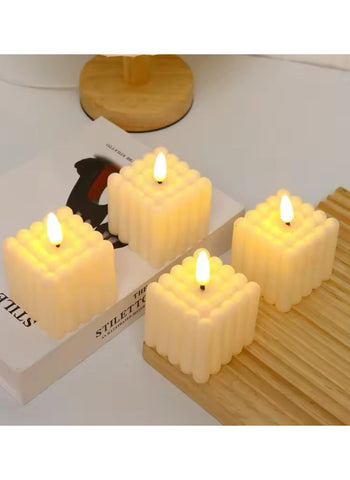 Flawless Battery-Operated Candle – Cute LED Square Shape, Decorative, Safe Night Light | Perfect for Home Décor