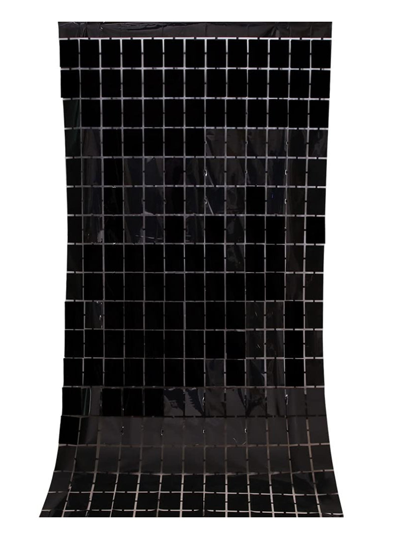 Foil Fringe Curtain – Black. Sleek & Stylish, Ideal for Formal Parties | Easy to Use & Reusable