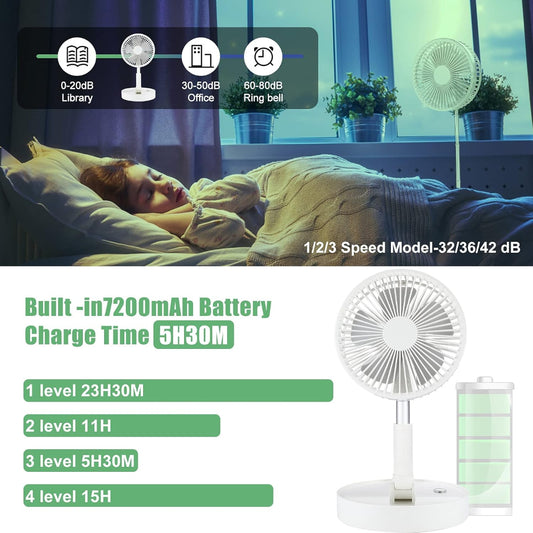 Foldable Rechargeable Pedestal Fan