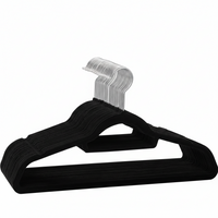 Pack of 10 black velvet hangers with chrome 360 degree swivel hooks