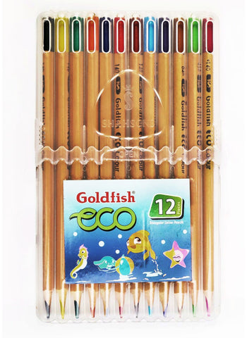 GoldFish 12 Colored Pencil Set – Pack of 12 Colors | Vibrant Student-Grade Coloring Pencils for Art & Craft