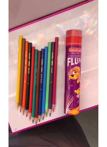 Goldfish Flupa 12 Color Pencils – Convenient Jar Packaging | Vibrant Pencils for Art & Craft Projects