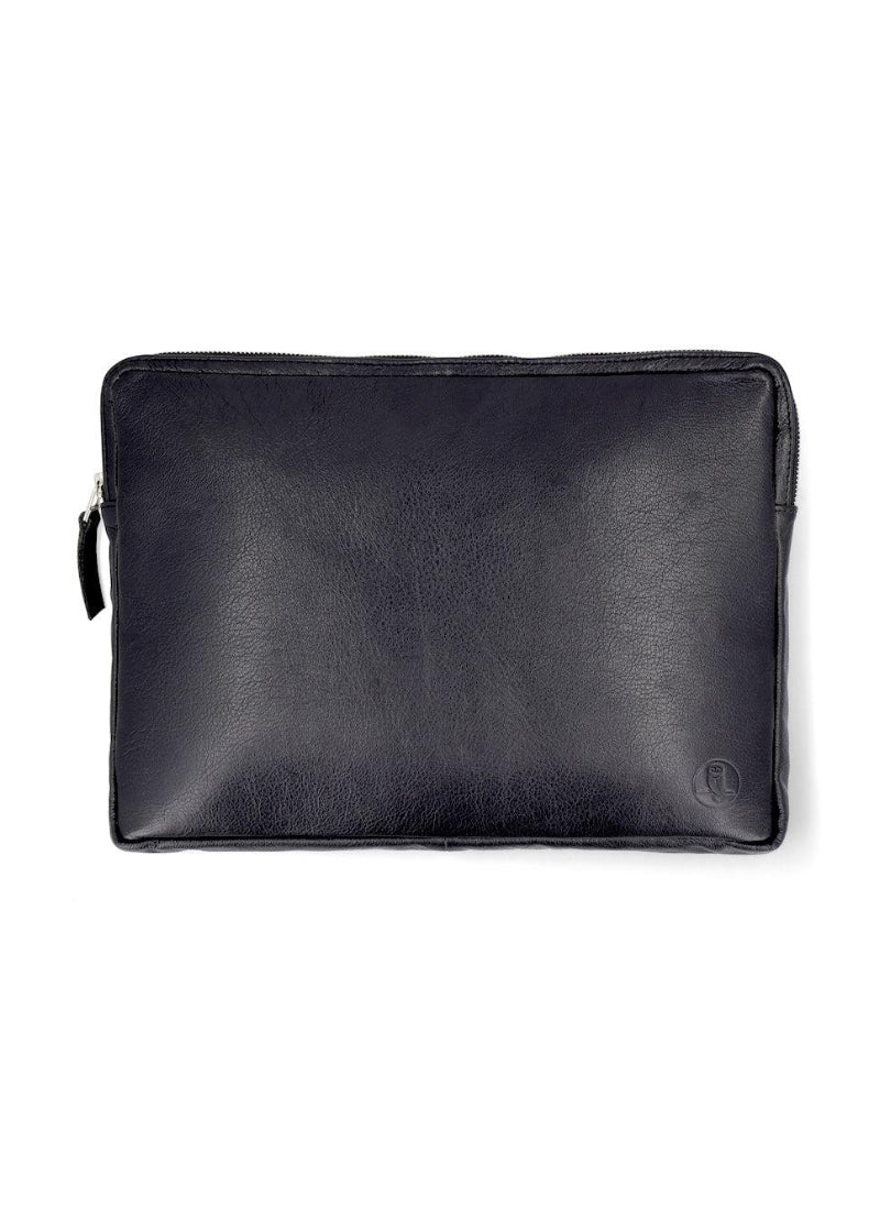 Hammer & Smith Salvo Black Leather Laptop 15" Sleeve – Premium Leather, Soft Inner Lining, Slim & Lightweight – Professional Laptop Protection | Stylish & Durable