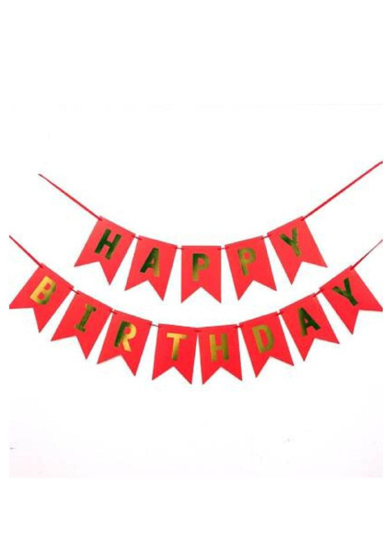 Happy Birthday Banner Decoration Set – Red. Shiny & Eye-Catching, Great for Party Decorations | Reusable & Durable