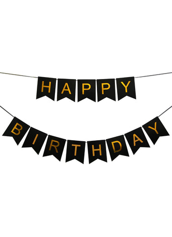 Happy Birthday Banner Decoration Set – Black. Bold & Stylish, Adds a Festive Touch | Easy to Use & Reusable