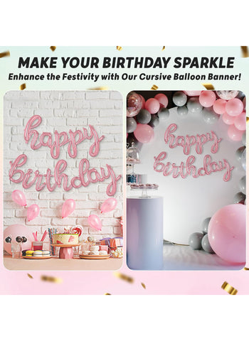 Happy Birthday Foil Balloons – Blue, Pink & Golden. Perfect for Birthday Parties, Durable & Reusable | Ideal for Decorations