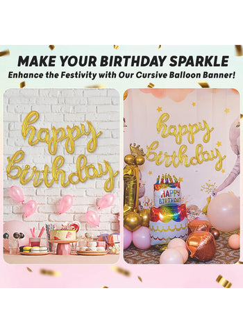 Happy Birthday Foil Balloons – Blue, Pink & Golden. Perfect for Birthday Parties, Durable & Reusable | Ideal for Decorations