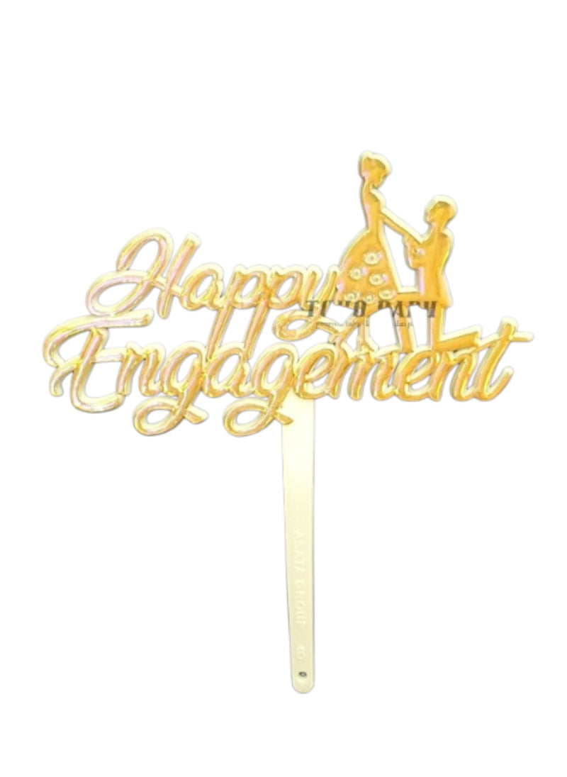 Happy Engagement Cake Topper. Classy & Decorative, Perfect for Engagement Cakes | Reusable & Elegant