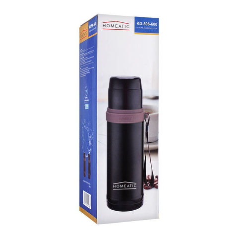 Homeatic Leisure & Sports Cup Steel Water Bottle – Black, 600ml, KD-596 – Versatile and Reliable Sports Bottle