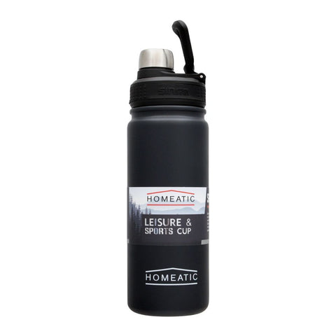 Homeatic Steel Sports Water Bottle – Black, 650ml, KD-859 – Versatile and Robust Sports Bottle