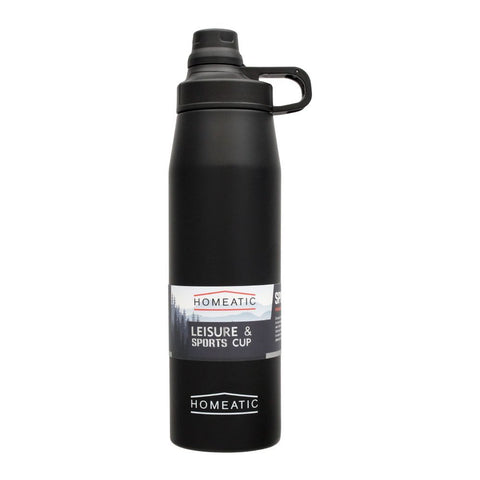 Homeatic Steel Sports Water Bottle – Black, 900ml, KD-1006 – High Capacity and Durable Sports Bottle