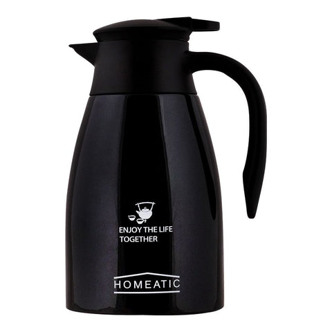 Homeatic Steel Thermos – Black, KD-955, 1.5 Liters – Large Capacity Insulated Thermos for Hot and Cold Beverages