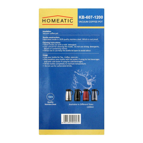 Homeatic Steel Vacuum Thermos – Blue, 1.2L, KB-607 – Insulated Thermos for Hot and Cold Beverages