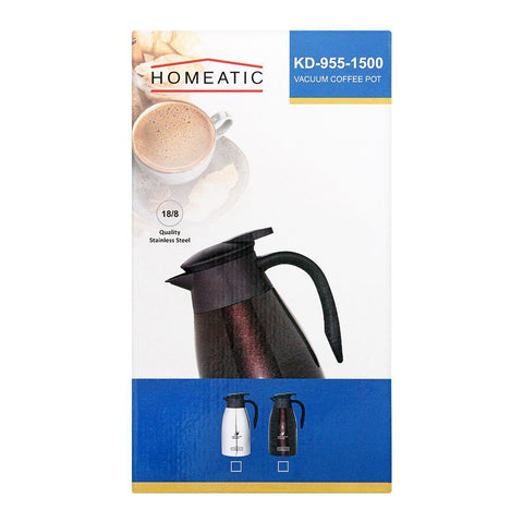 Homeatic Steel Vacuum Thermos – Brown, 1.5L, KD-955 – Stylish and Insulated Thermos for All-Day Use