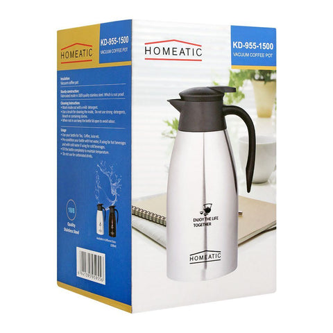 Homeatic Steel Vacuum Thermos – Brown, 1.5L, KD-955 – Stylish and Insulated Thermos for All-Day Use