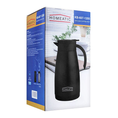 Homeatic Steel Vacuum Thermos & Coffee Pot – Black, 1.2 Liters, KB-607 – Dual-Function Thermos and Coffee Pot