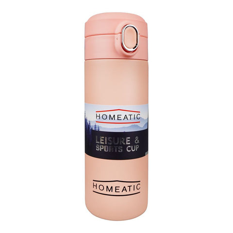 Homeatic Steel Water Bottle – 400ml Capacity, Pink, KD-8003 – Compact and Stylish Drinkware