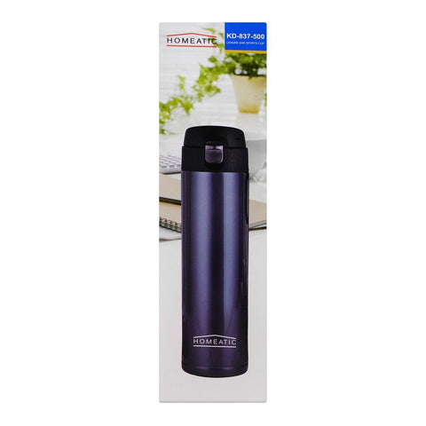 Homeatic Steel Water Bottle – 500ml Capacity, Brown, KD-837 – Compact and Insulated Drinkware