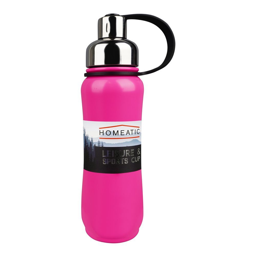 Homeatic Steel Water Bottle – 500ml Capacity, Pink, KD-850 – Insulated and Travel-Friendly Bottle