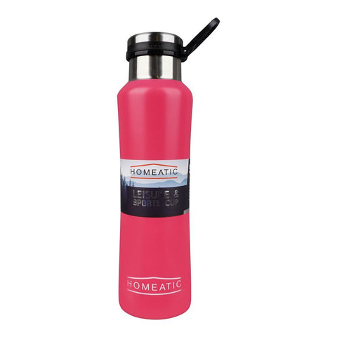 Homeatic Steel Water Bottle – 550ml Capacity, Pink, KA-038 – Stylish and Durable Hydration Solution