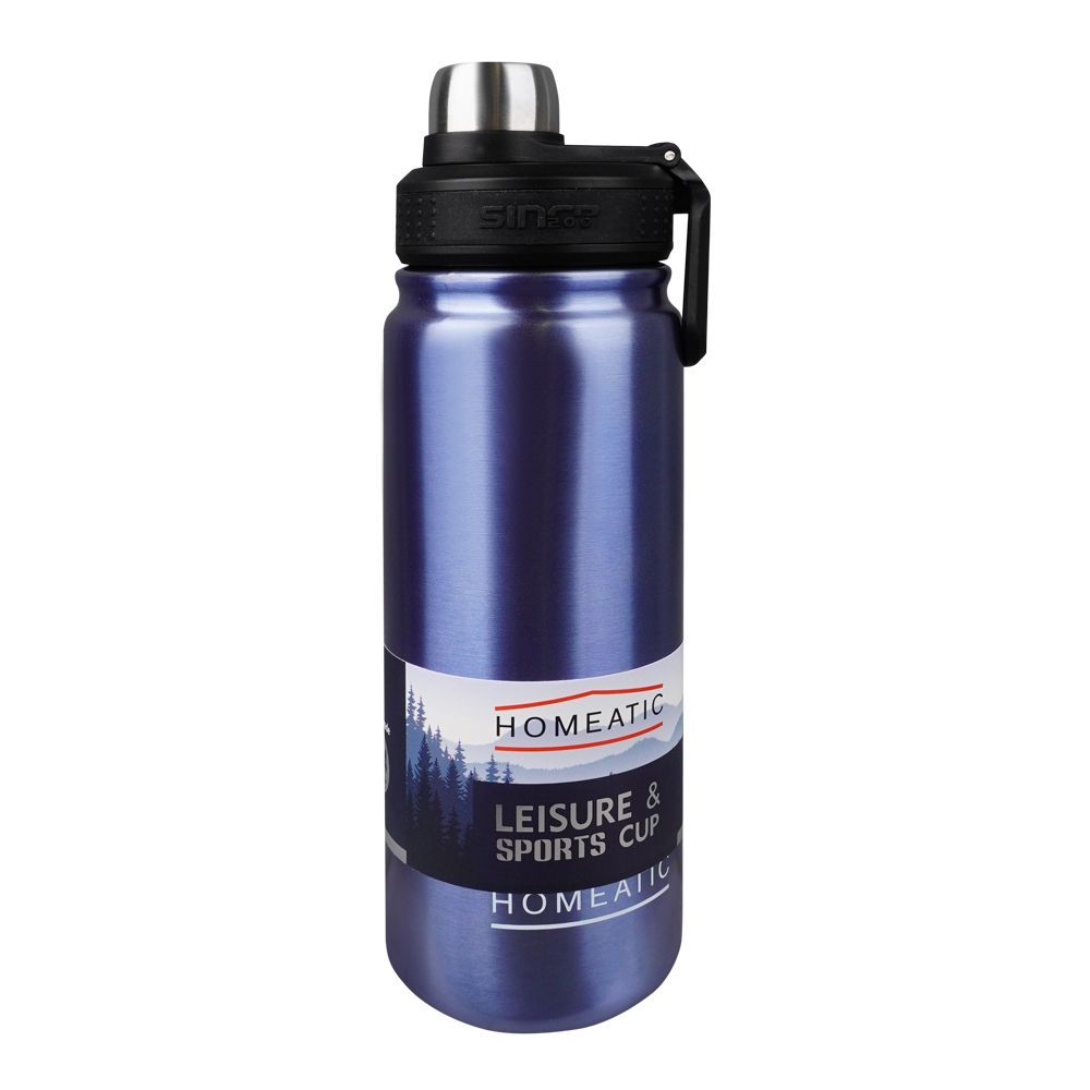 Homeatic Steel Water Bottle – 650ml Capacity, Blue, KD-859 – Stylish and Portable Hydration Bottle