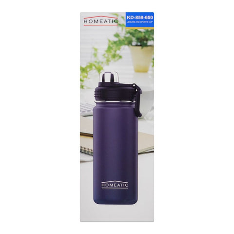 Homeatic Steel Water Bottle – 650ml Capacity, Blue, KD-859 – Stylish and Portable Hydration Bottle