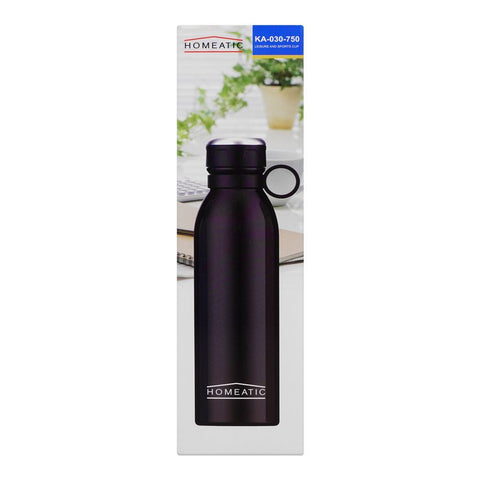 Homeatic Steel Water Bottle – 750ml Capacity, Black, HKA-030 – Large and Durable Hydration Bottle