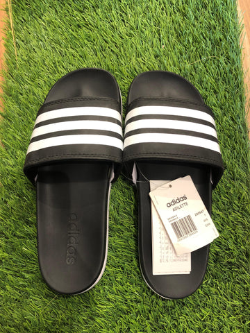 Adidas Adilettes Comfort Slides 3 Stripes – Replica, Black/White – Cloudfoam Plus Footbed, Stylish Bandage Upper, All-Day Comfort – Ideal for Relaxation & Everyday Wear