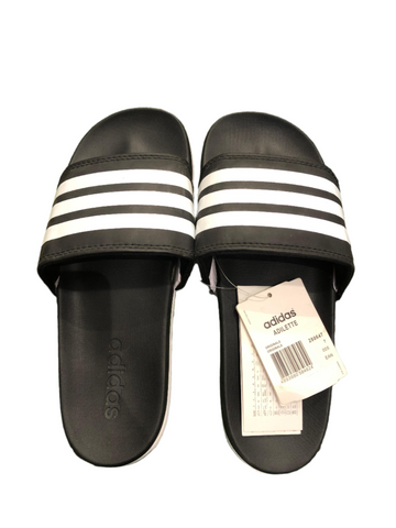 Adidas Adilettes Comfort Slides 3 Stripes – Replica, Black/White – Cloudfoam Plus Footbed, Stylish Bandage Upper, All-Day Comfort – Ideal for Relaxation & Everyday Wear