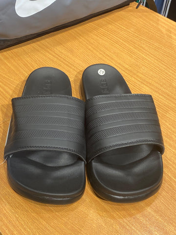 Adidas Adilette Comfort Slides Replica – All Black, Cushioned Footbed, Slip-On Design, Water-Resistant – Comfortable & Stylish for Everyday Use