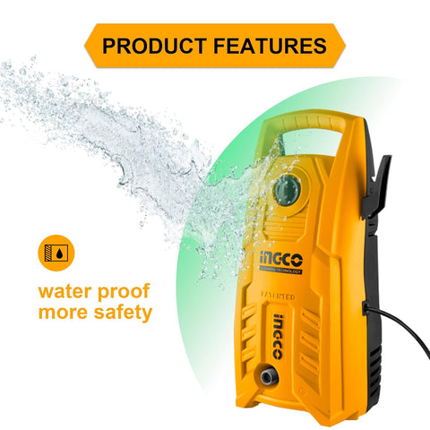 INGCO HPWR14008 High Pressure Washer – Powerful Pressure, Robust Design, Efficient Cleaning – Pressure Washer | Ideal for Tough Cleaning Jobs