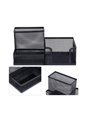 InstaOrder Metal Mesh Pen Holder 3-in-1 – Desk Organizer, Multifunctional Stationery Holder – Perfect for Office, School, and Home Use | Versatile and Durable