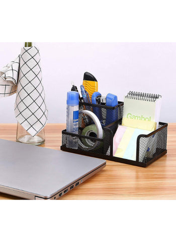 InstaOrder Metal Mesh Pen Holder 3-in-1 – Desk Organizer, Multifunctional Stationery Holder – Perfect for Office, School, and Home Use | Versatile and Durable