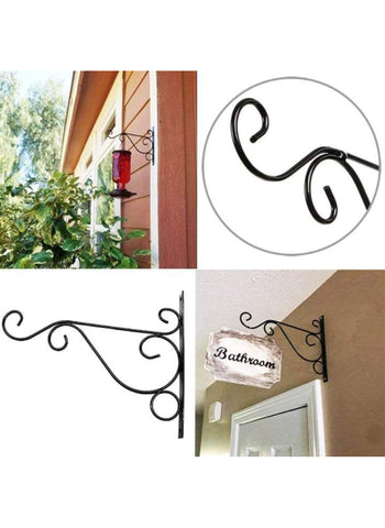 Iron Garden Wall Hanging Stand – Versatile Flower Plant Pot Holder | Sturdy Bracket Hook Shelf Stand for Lights or Hanging Plants