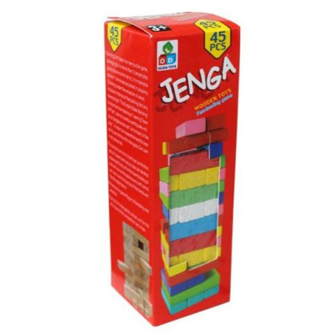 Jenga 54-Piece Colored Tower – Classic Stacking Game with Vibrant Blocks, Enhances Coordination and Strategy Skills – Ideal for Family Fun and Competitive Play