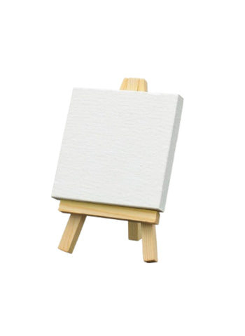 Keep Smiling Mini Display Easel with Canvas 8x8 cm – Mini Canvas, Quality Texture, Sturdy Easel – Great for Small Art Projects | Display-Ready