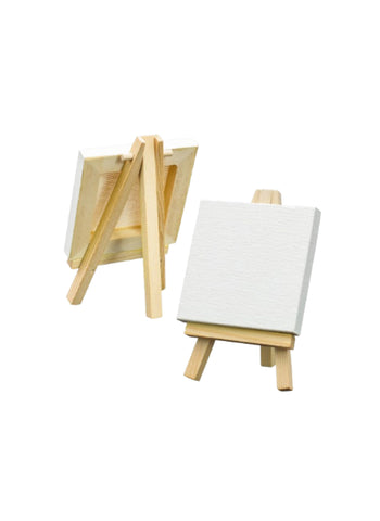 Keep Smiling Mini Display Easel with Canvas 8x8 cm – Mini Canvas, Quality Texture, Sturdy Easel – Great for Small Art Projects | Display-Ready